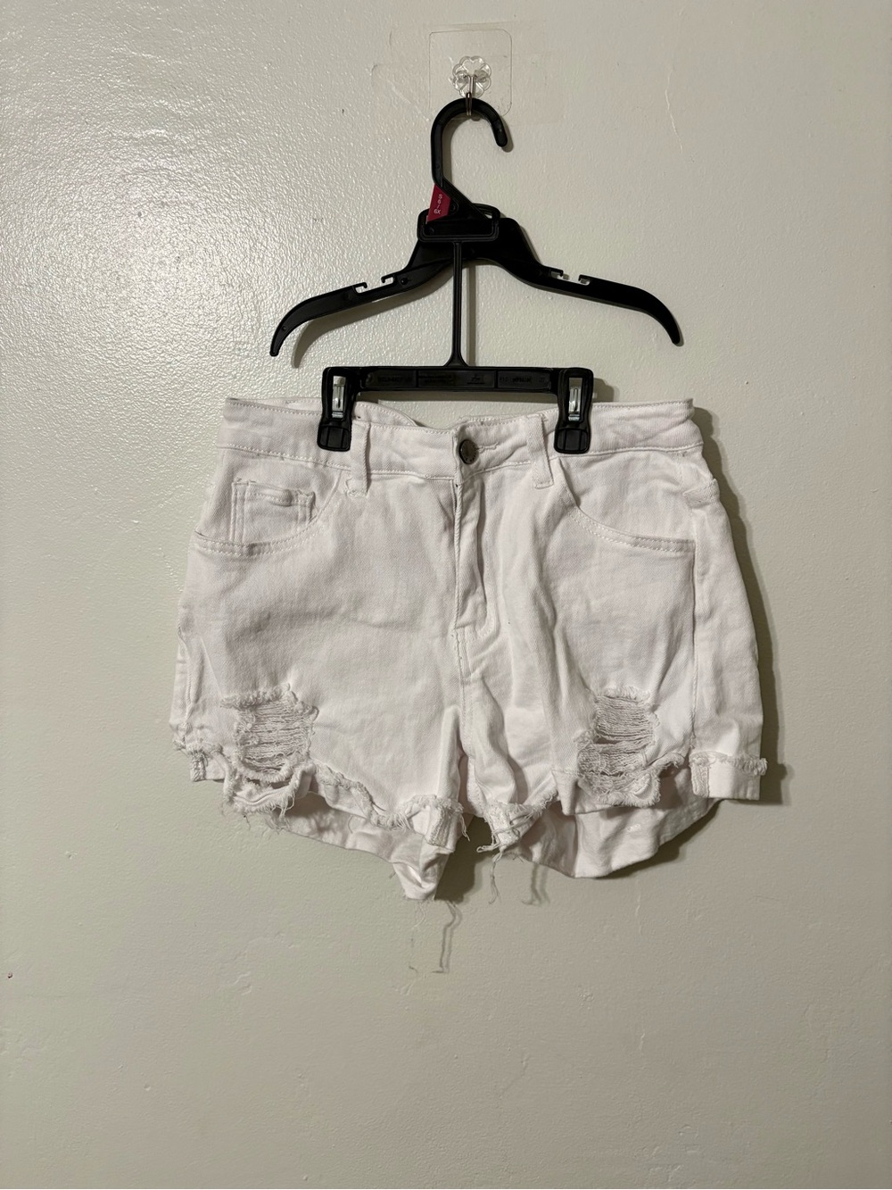 Distressed White Denim Cutoff Shorts - Casual Summer Style